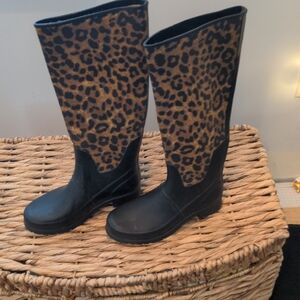 Lauren Ralph Lauren Black and Brown Leopard Boots